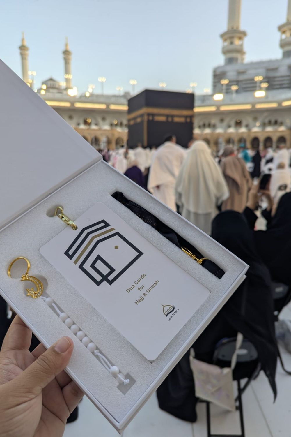 Hajj & Umrah Dua Card Kit with Lanyard & 7-Bead Tawaaf Tasbih – Essential Pilgrimage Gift Set