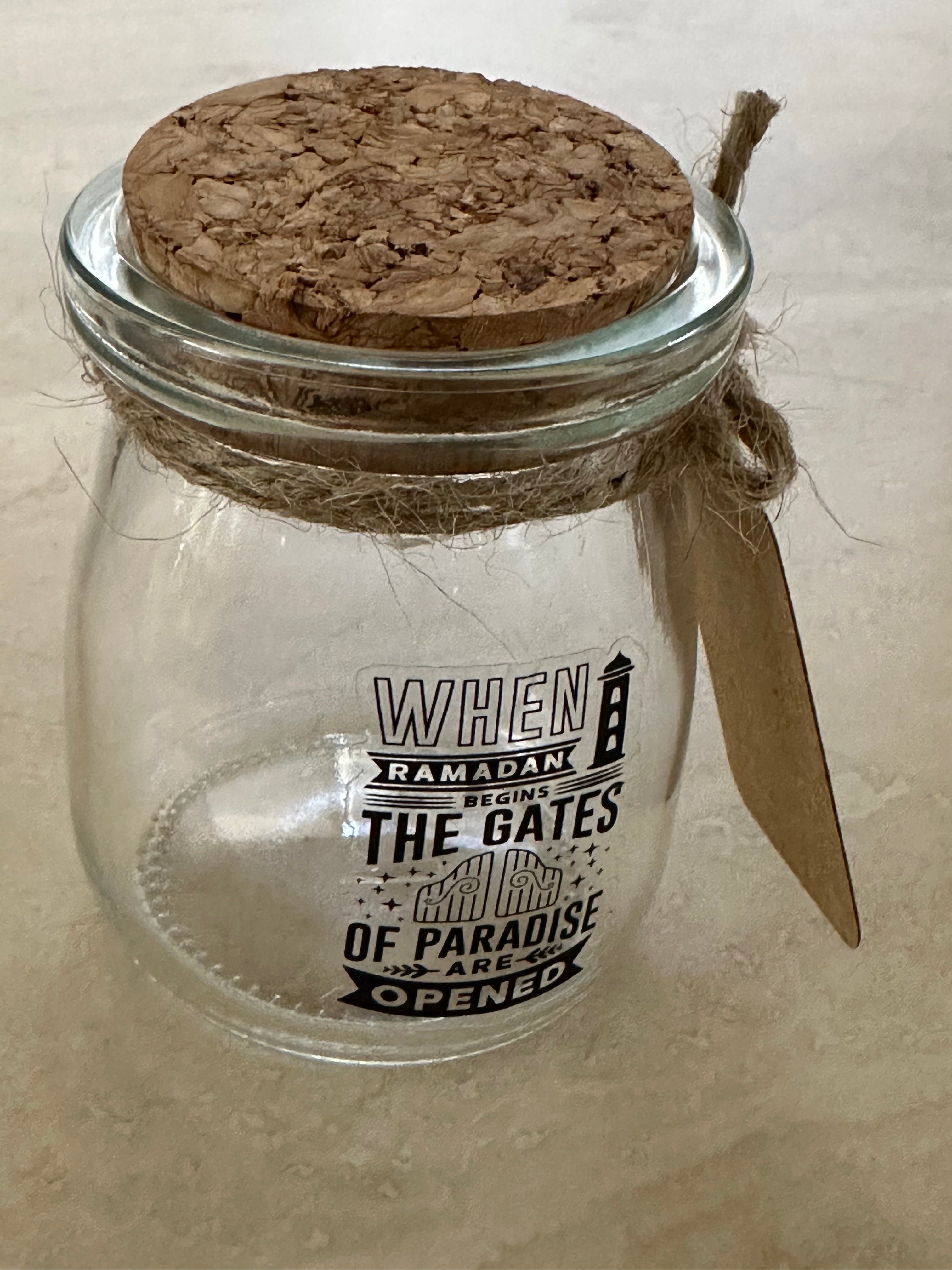 Ramadan Mubarak Glass Gift Jars – Perfect for Dates, Nuts & Chutneys