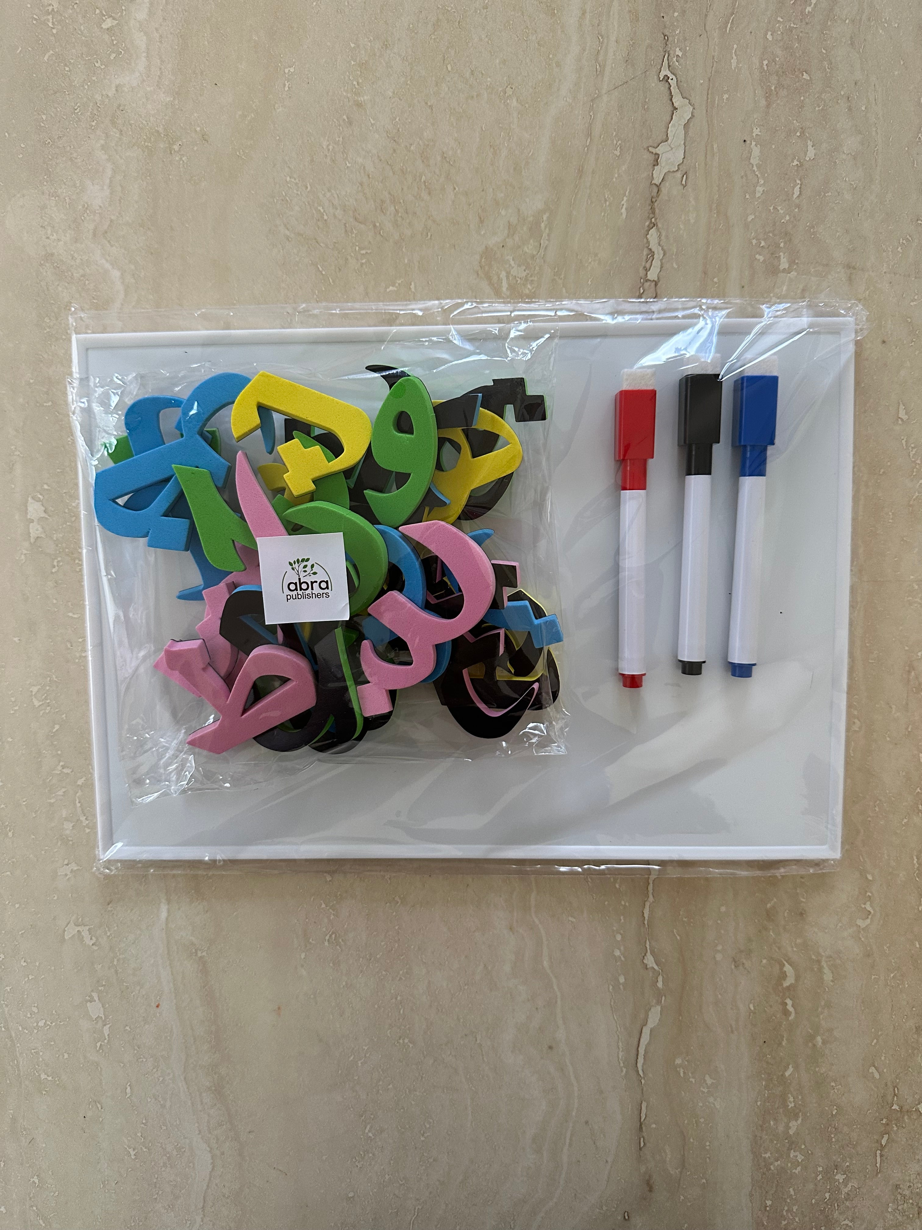 Magnetic Arabic Alphabet Set with Wipe-Clean Writing Board – Fun Educational Toy & Fridge Learning Tool