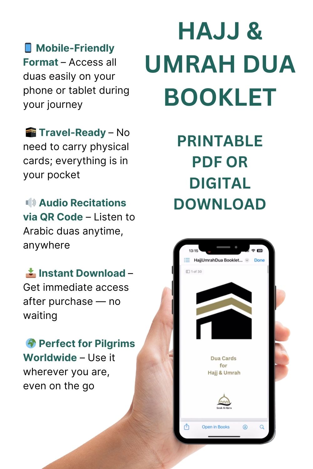 Hajj and Umrah Dua Booklet Printable PDF – With Arabic Audio Recitation Link – Digital Download