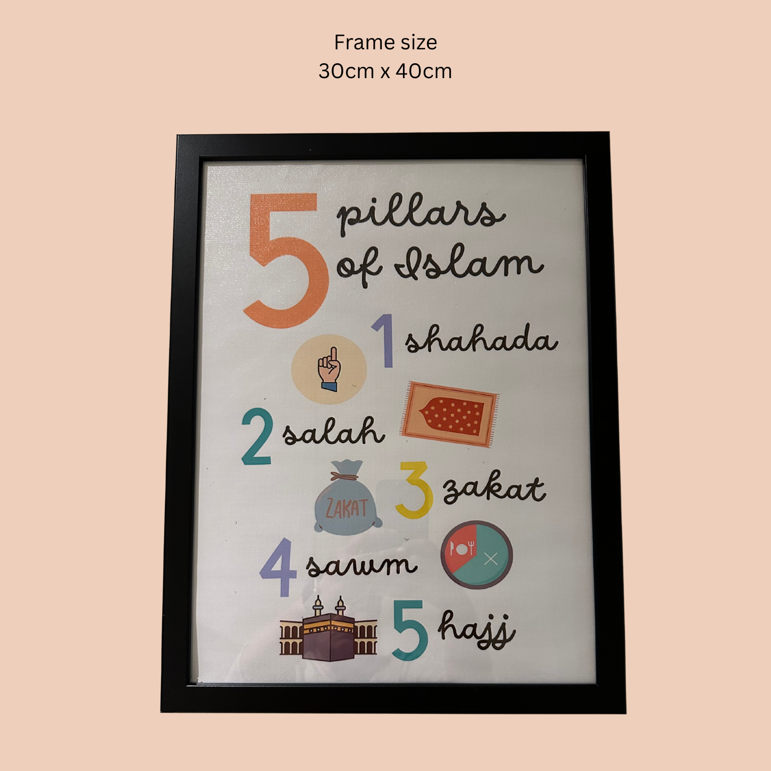 5 PILLARS OF ISLAM 30 x 40 cm