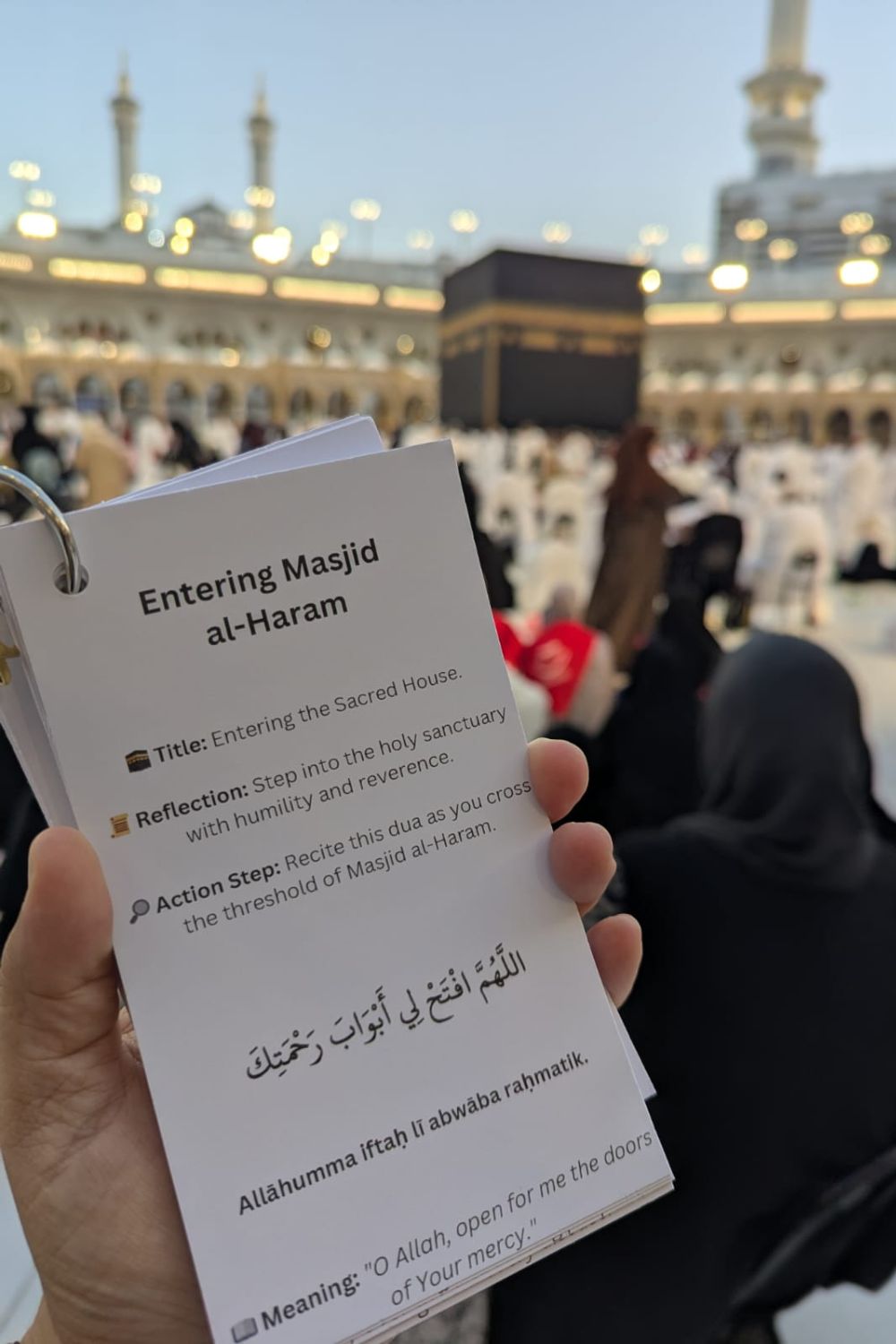 Hajj & Umrah Dua Card Kit with Lanyard & 7-Bead Tawaaf Tasbih – Essential Pilgrimage Gift Set
