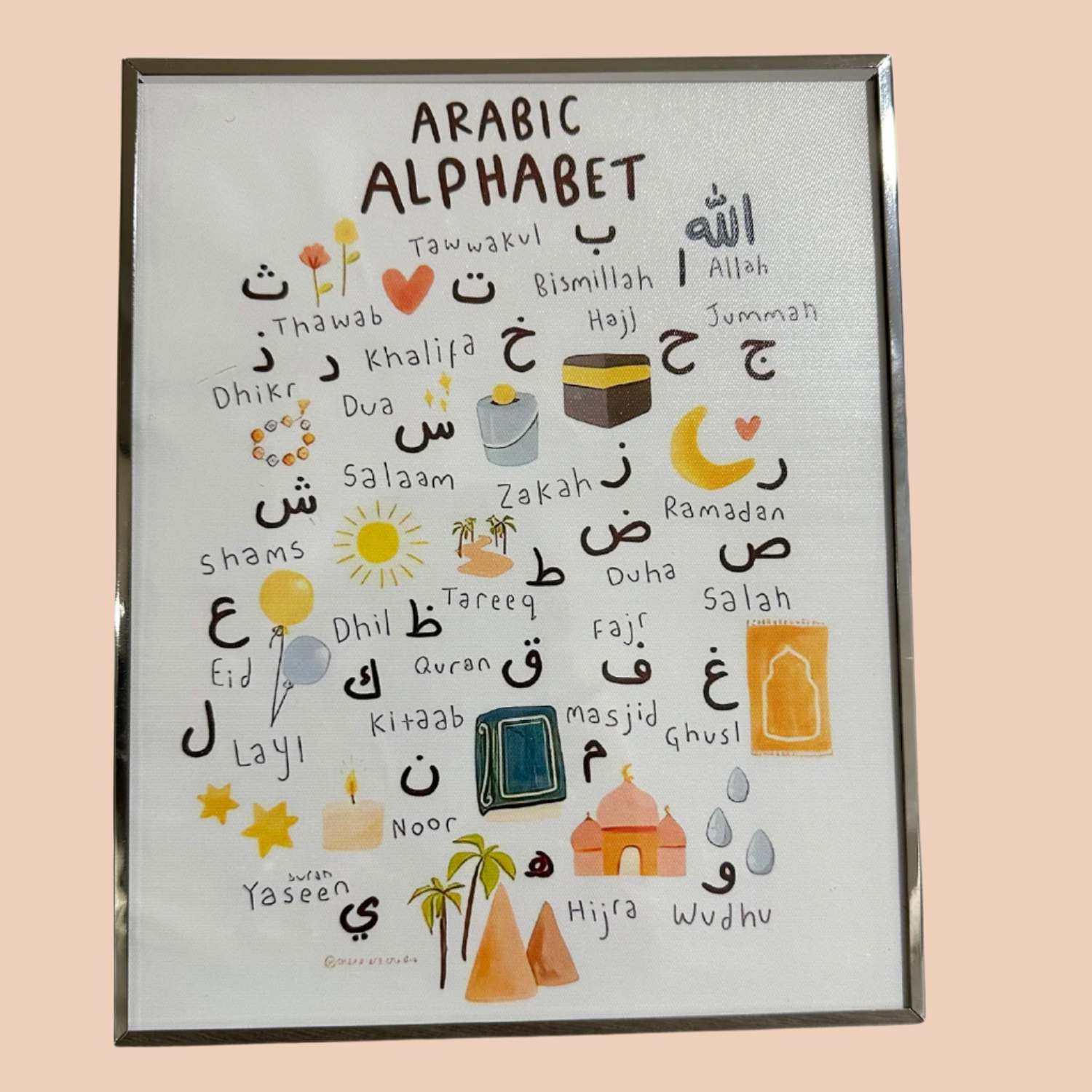 ARABIC ALPHABET - SILVER FRAME